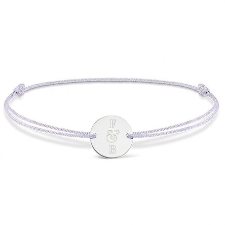 Spersonalizowana bransoletka ze sznurkiem – monetka 14 mm – srebro próby 925 – model z 2 inicjałami