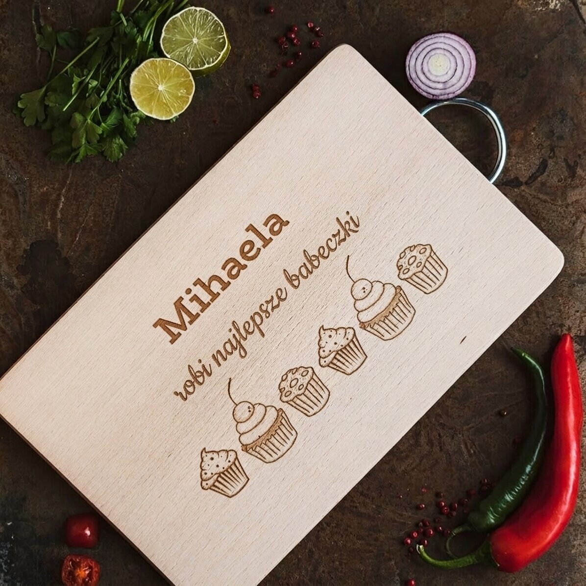 Prostokątna krajalnica z personalizowanym uchwytem – model „muffins”