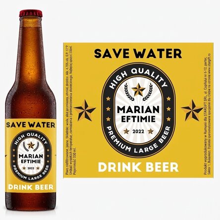 Piwo z indywidualnym napisem – „Save water, drink beer”