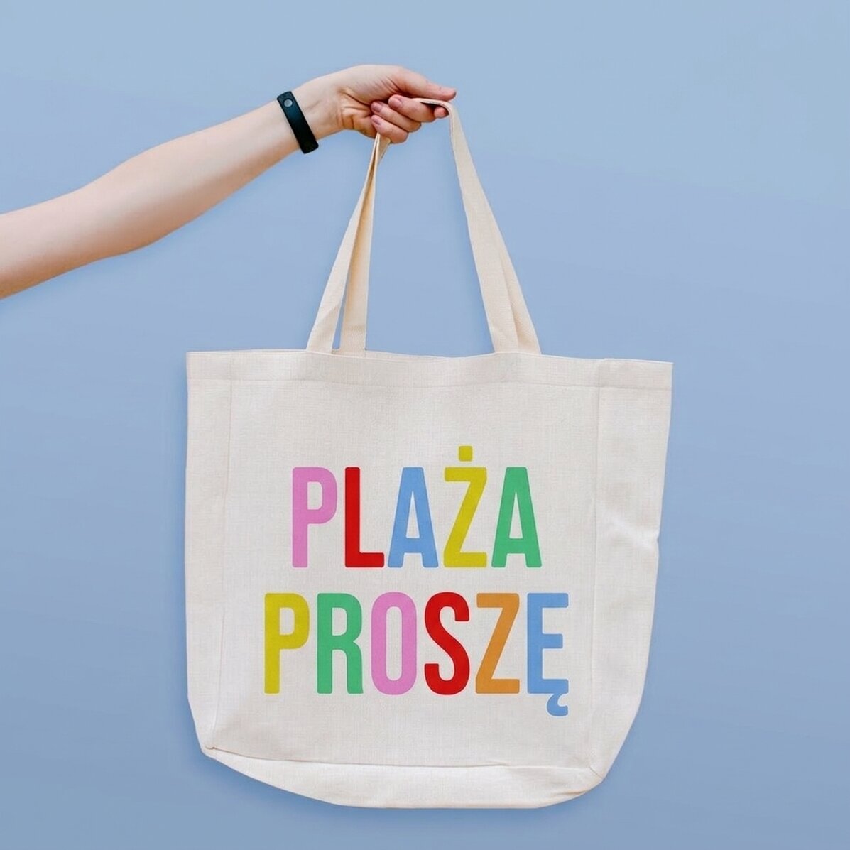 Spersonalizowana torba plażowa z napisem – „Beach please”, wielokolorowa