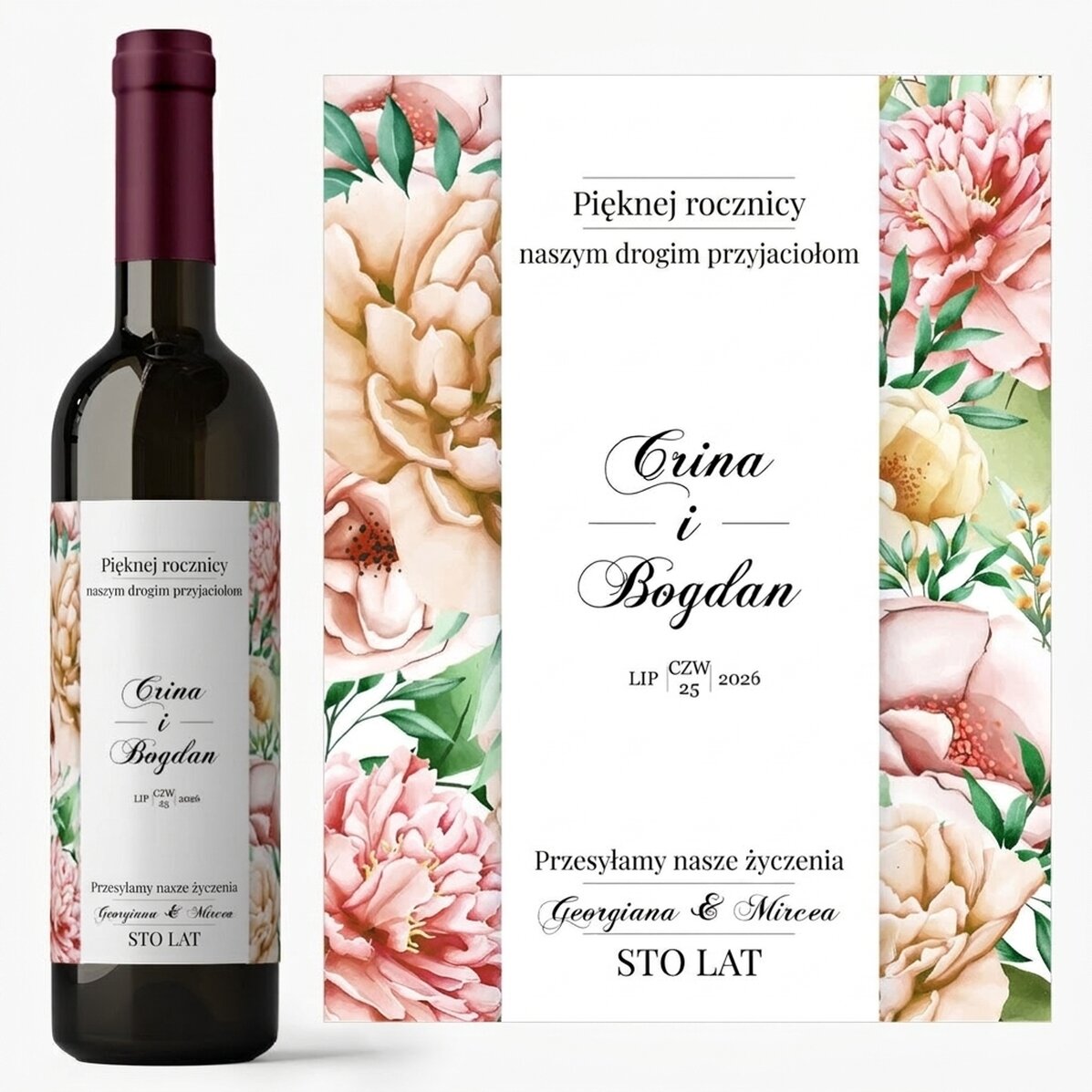 Wino z indywidualnym napisem – Wszystkiego najlepszego z okazji urodzin