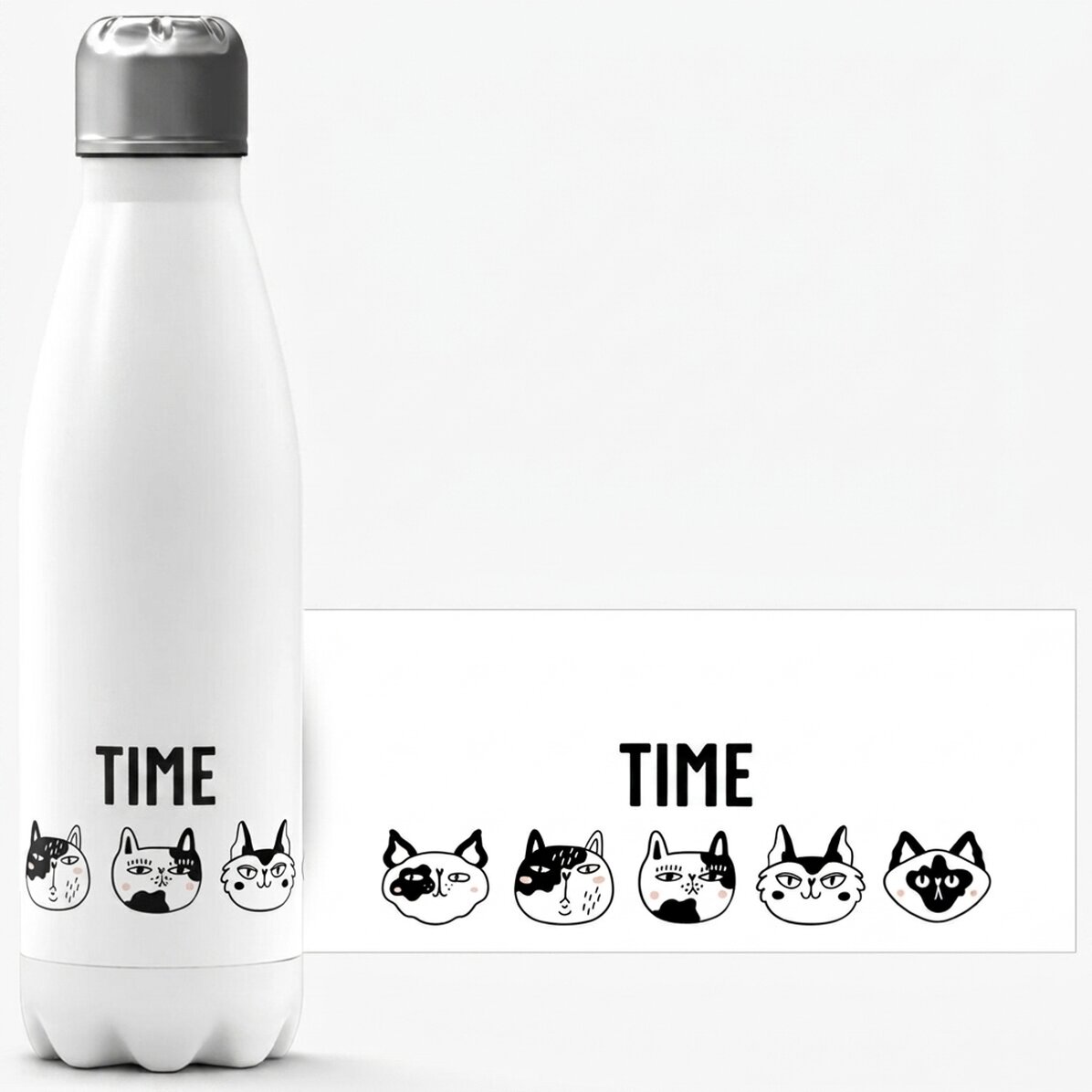 Termos z białą podstawą, spersonalizowany imieniem – Cats