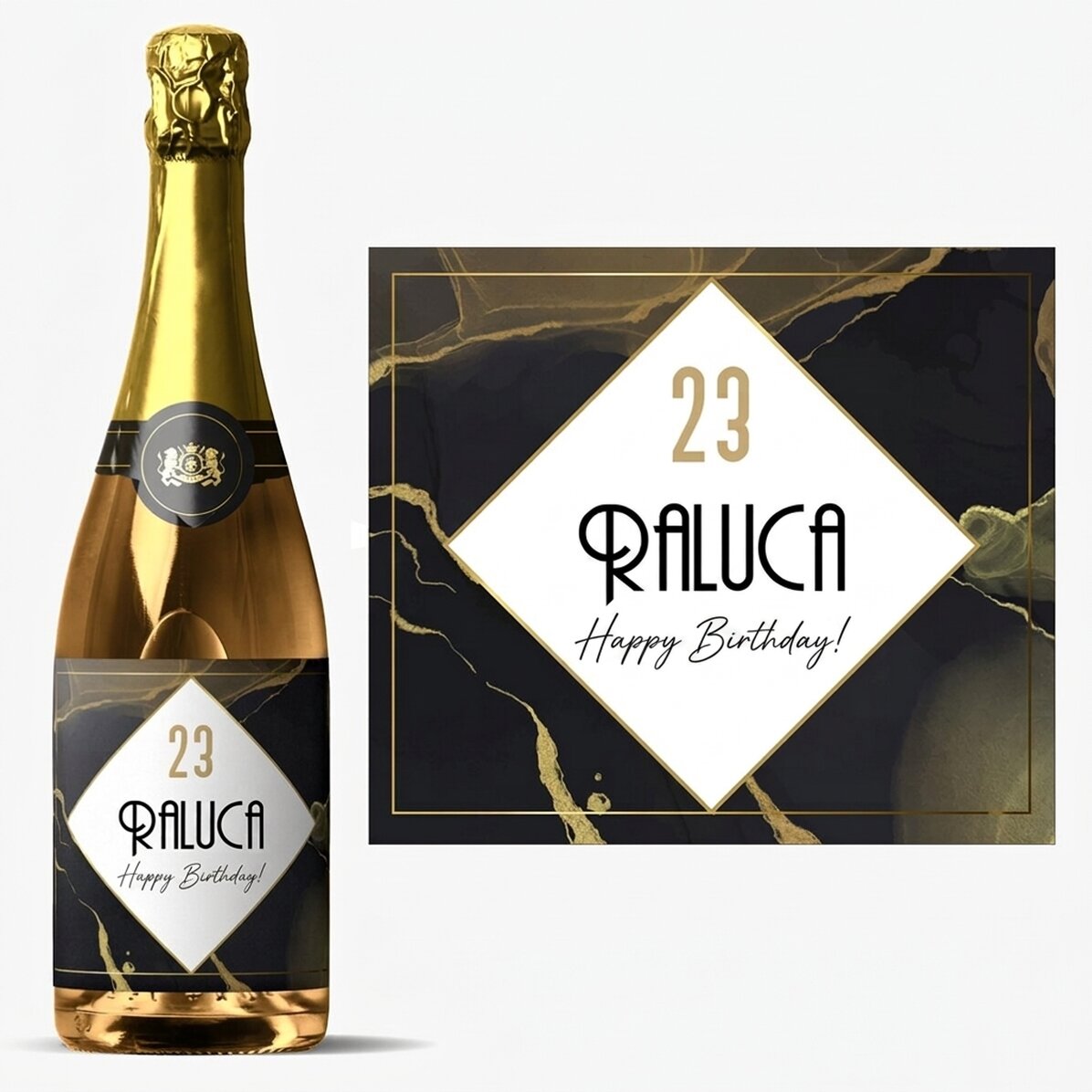 Wino musujące z indywidualnym napisem – Abstract gold