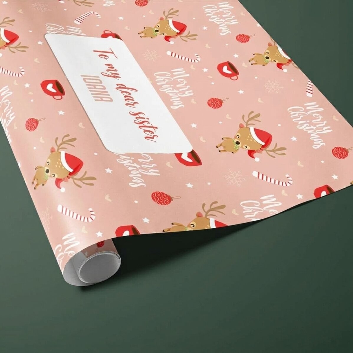 Papier do pakowania prezentów z indywidualnym napisem w ramce – Sweet Christmas