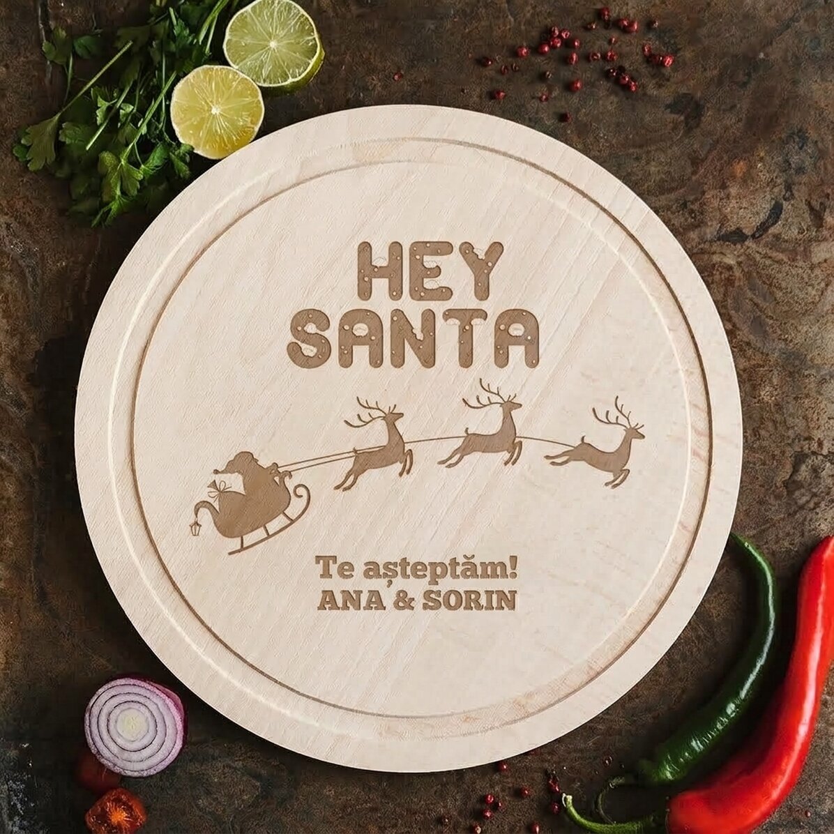 Okrągła maszynka do mielenia z personalizacją – Hey Santa