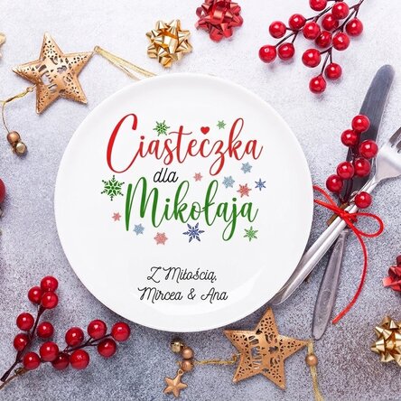 Spersonalizowany talerz z napisem – Ciasteczka dla Świętego Mikołaja