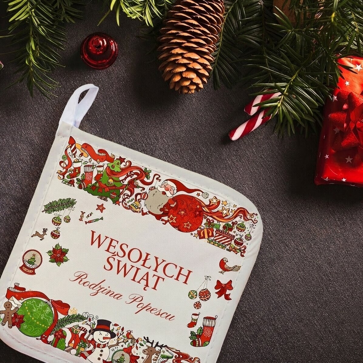 Spodek pod gorący garnek z indywidualnym napisem – Traditional Christmas