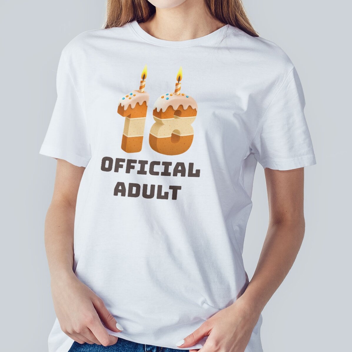 Custom cotton T-shirt with text - 18 Cake
