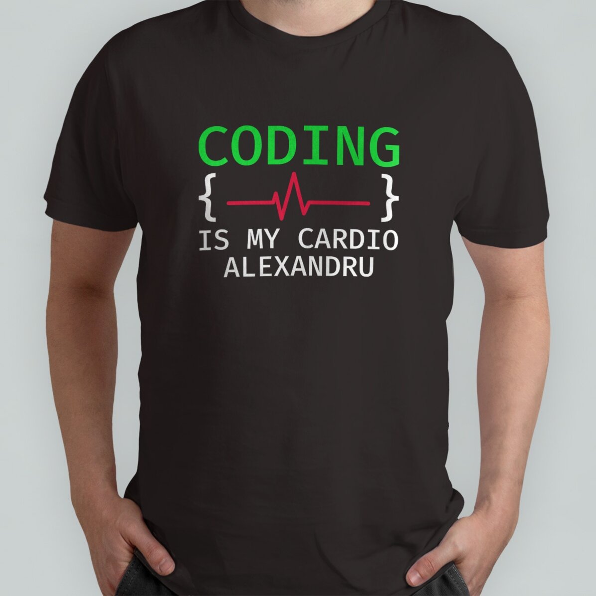 Koszulka bawełniana z nadrukiem – „Coding is my cardio”