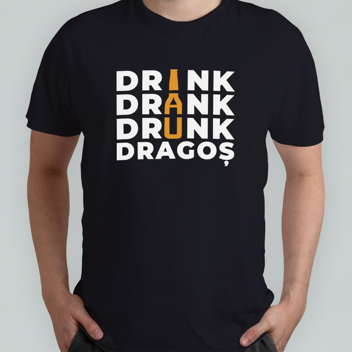 Bawełniana koszulka z nadrukiem – Drink, drank, drunk