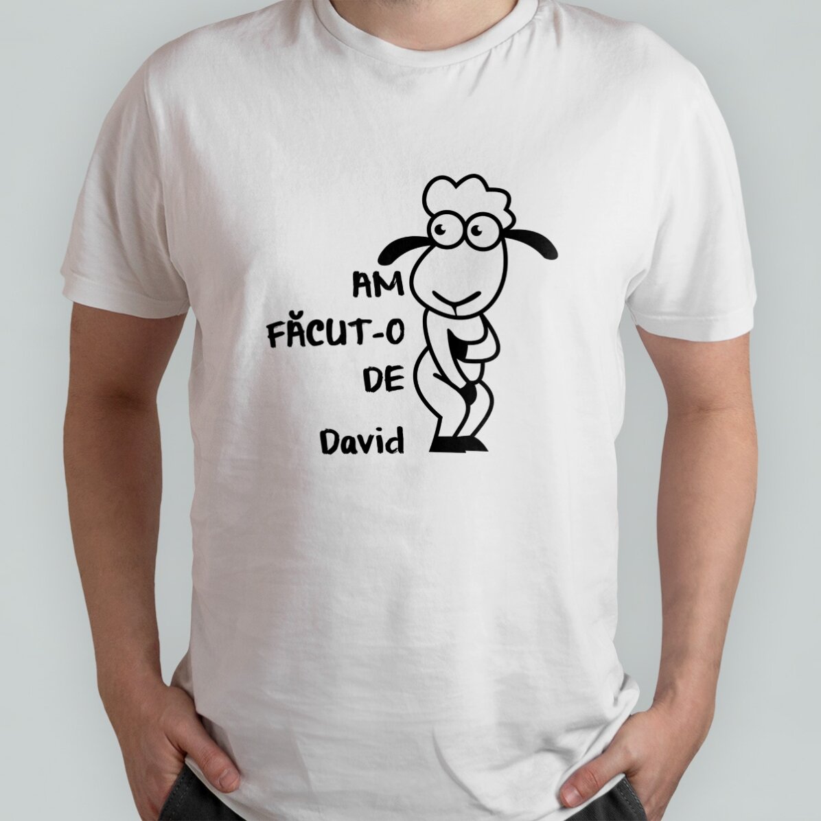 Custom cotton T-shirt with text - I did it like a sheep