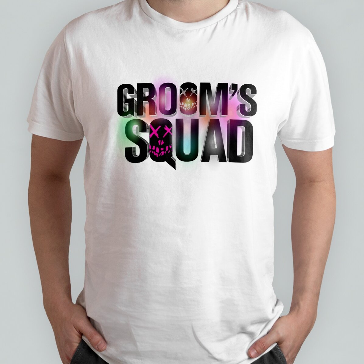 Bawełniana koszulka z nadrukiem – „Groom’s Squad” na wieczór kawalerski