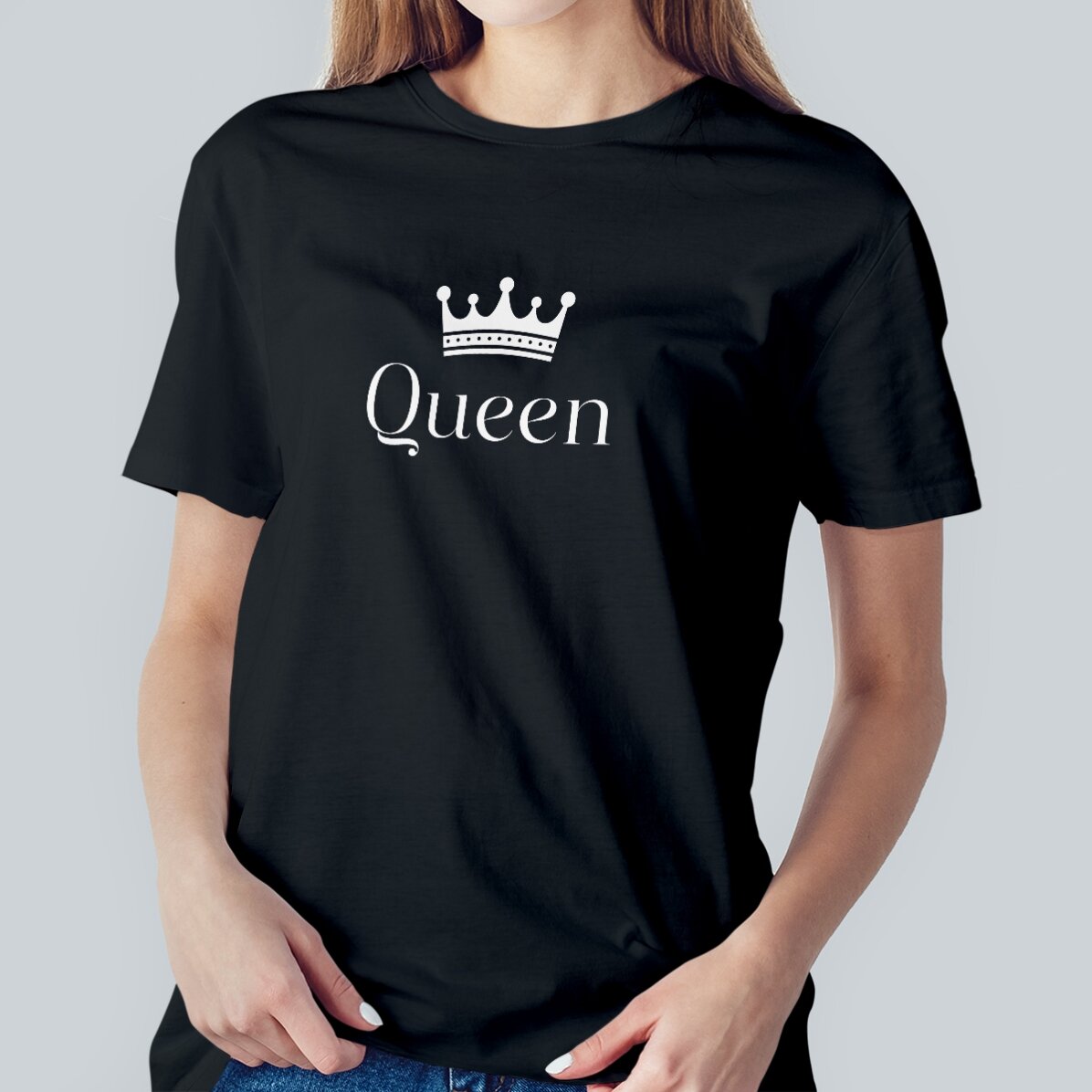 Custom cotton T-shirt with text - King & Queen