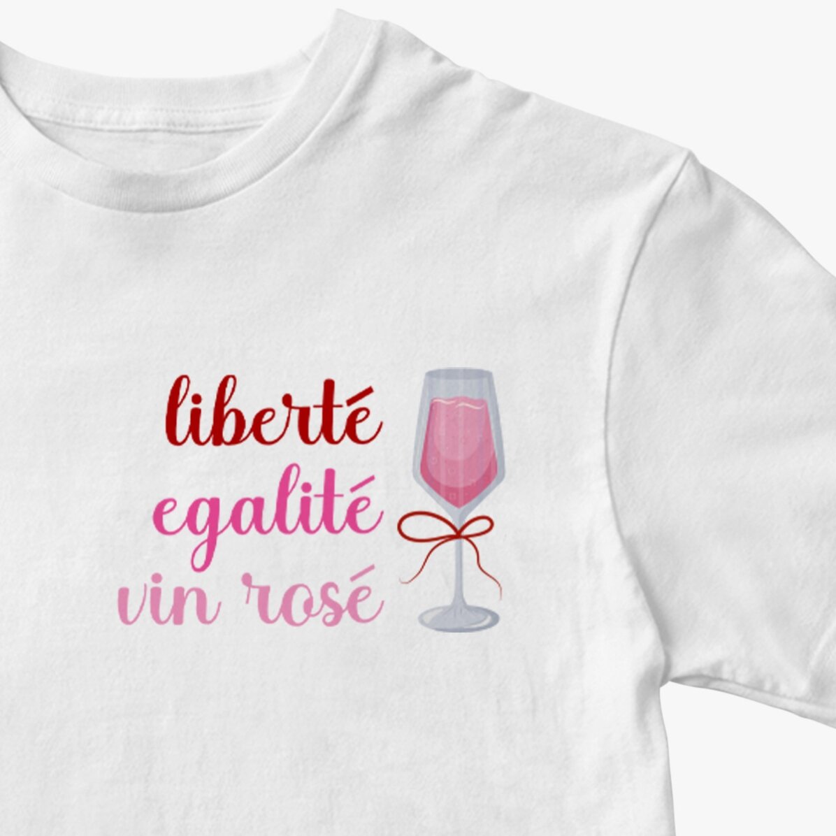 Koszulka bawełniana z nadrukiem – Liberté, égalité, wino różowe