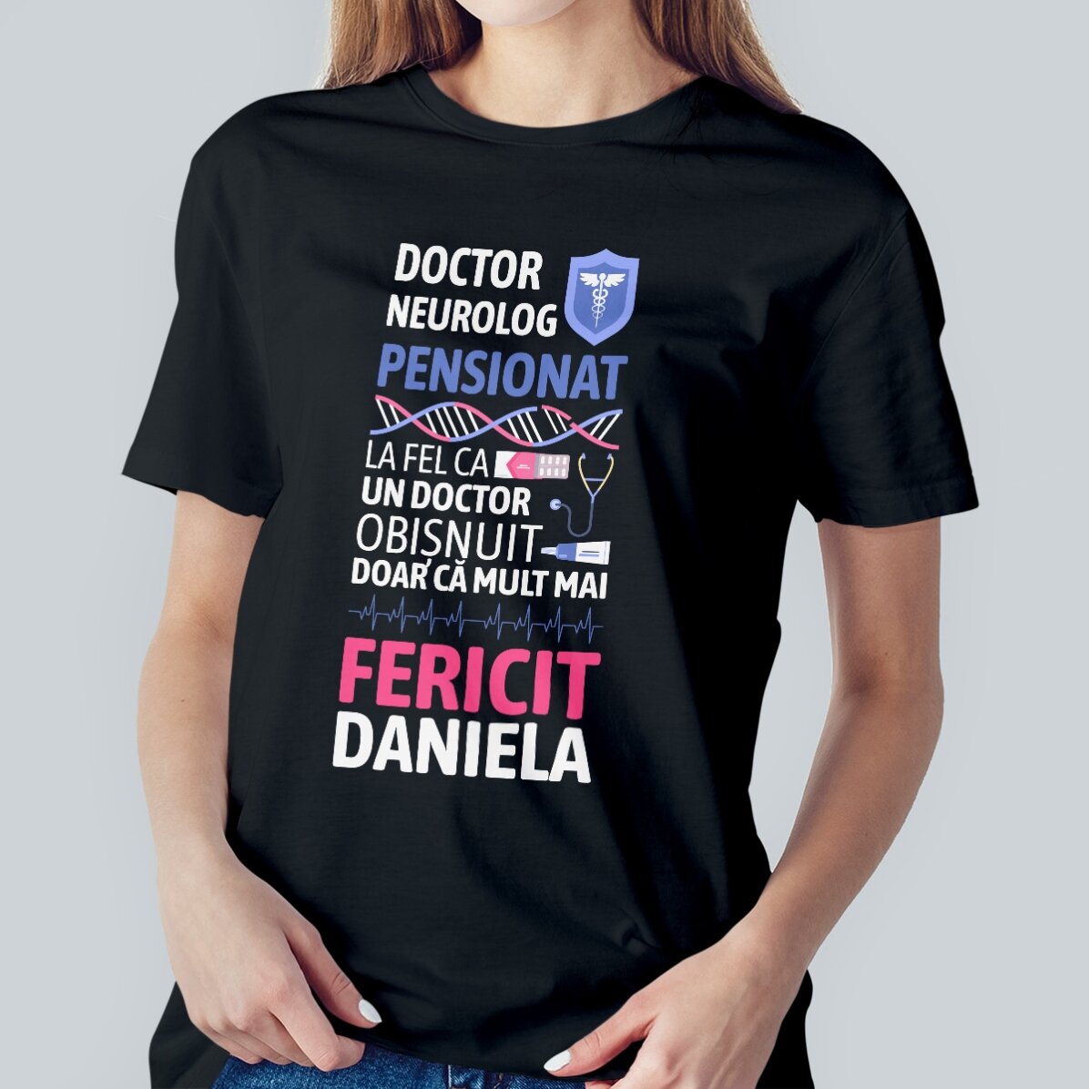 Custom cotton T-shirt with text - Retired Doctor