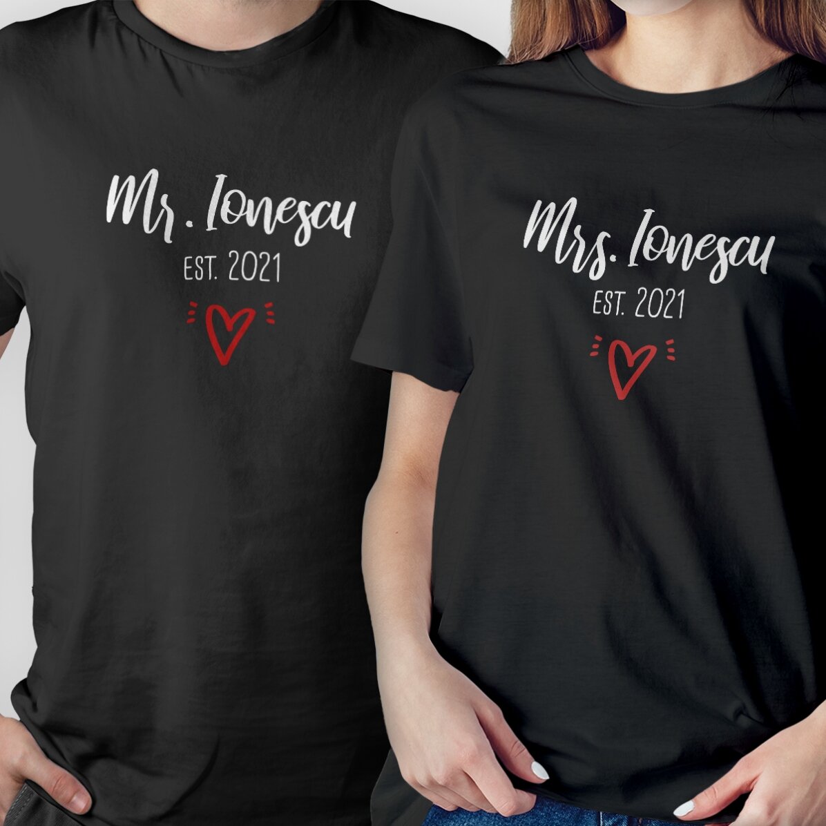 Bawełniana koszulka z nadrukiem – Mr & Mrs