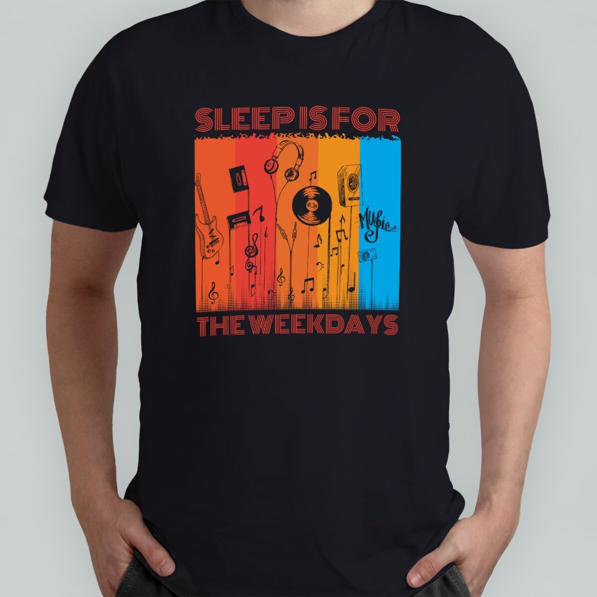 Custom cotton T-shirt with text - Music life
