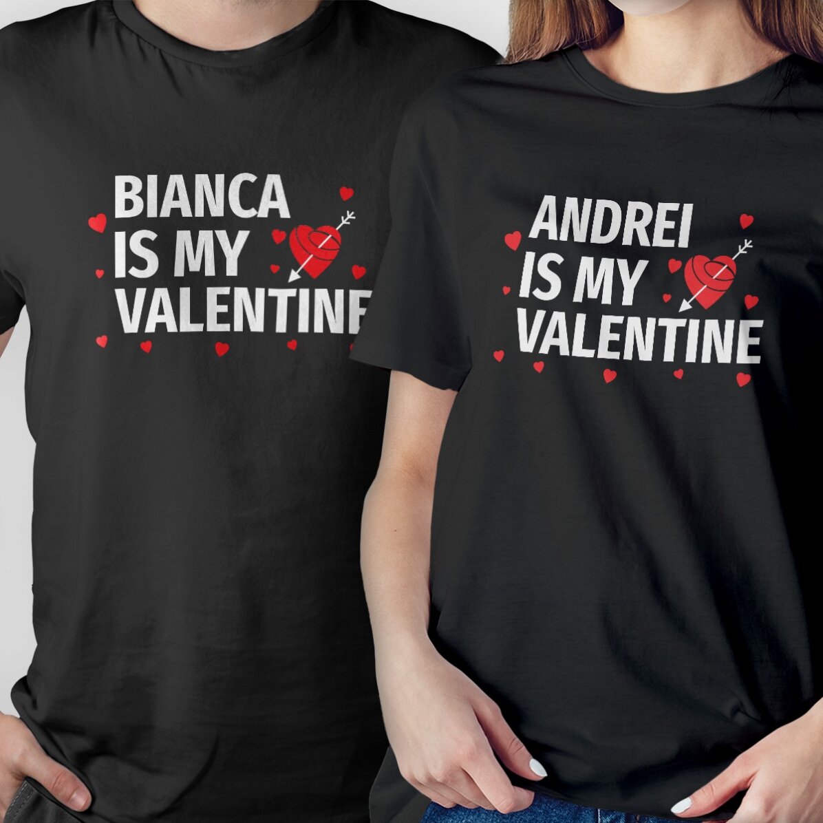 Custom cotton T-shirt with text - My Valentine