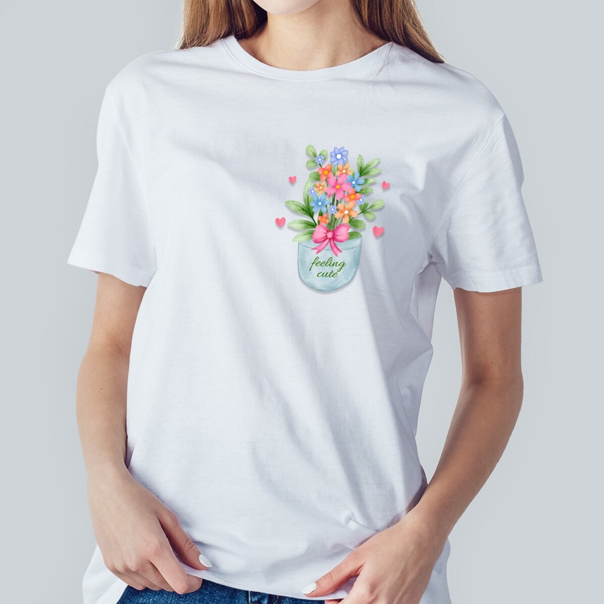 Koszulka bawełniana z nadrukiem – Pocket flowers