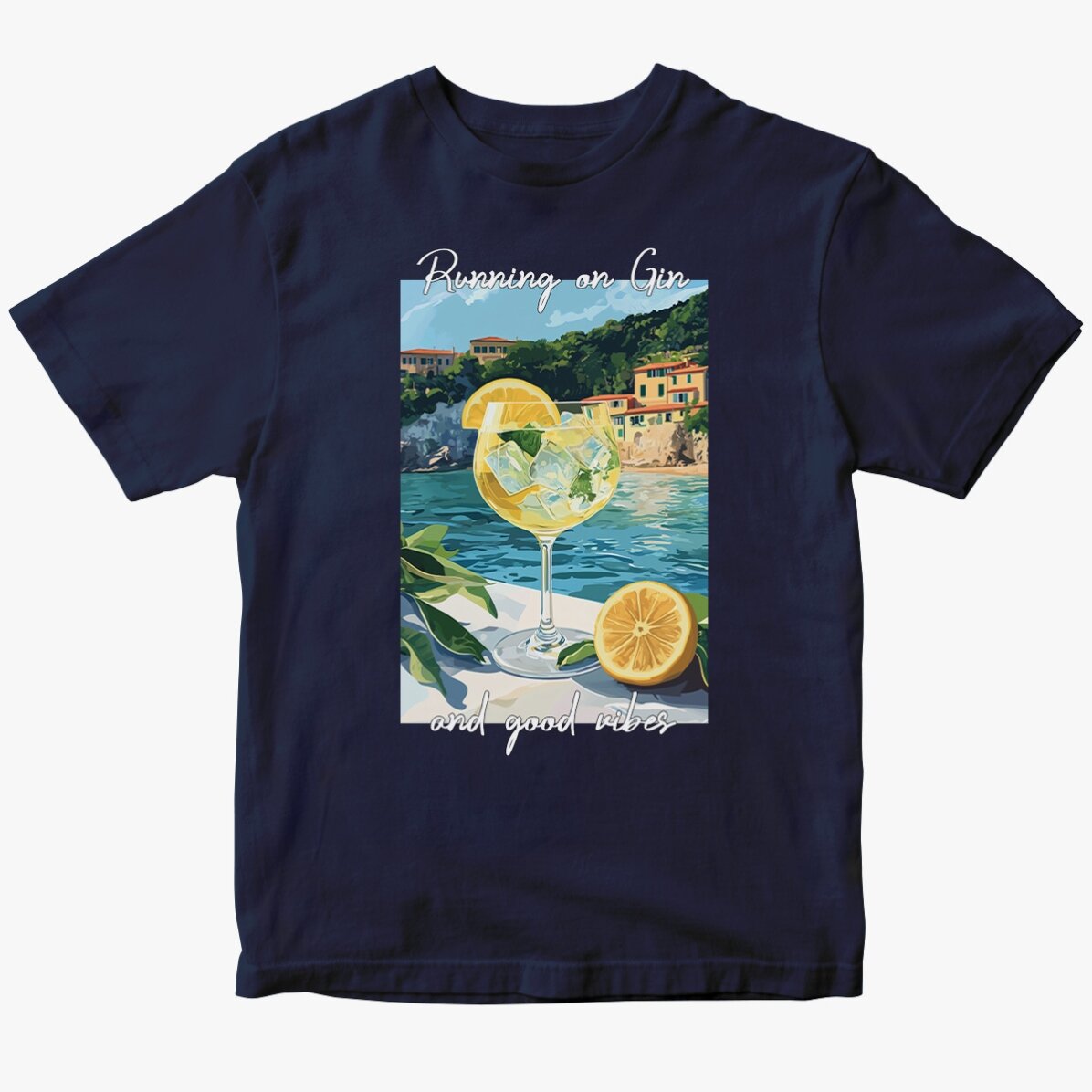 Custom cotton T-shirt with text - Running on Gin