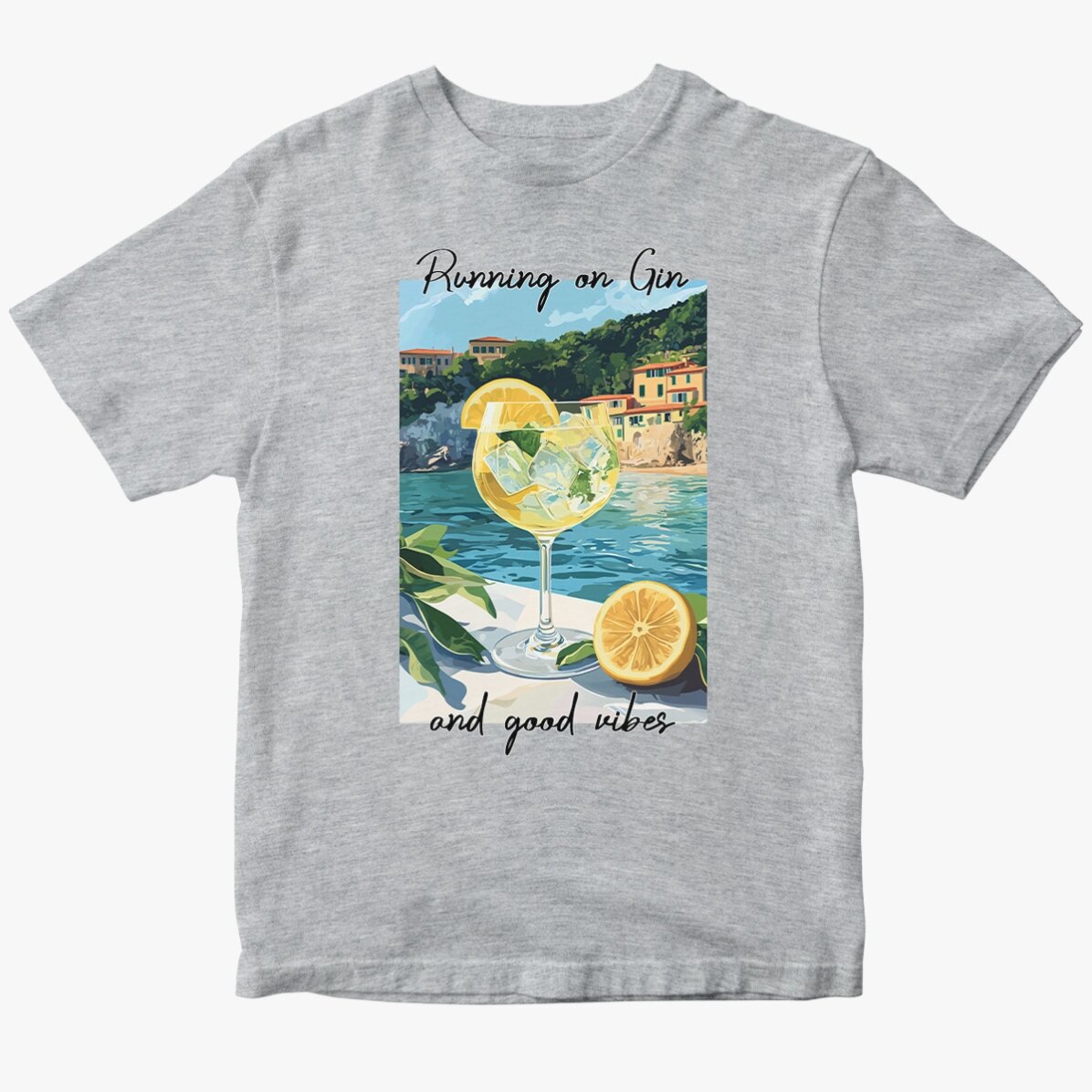Custom cotton T-shirt with text - Running on Gin