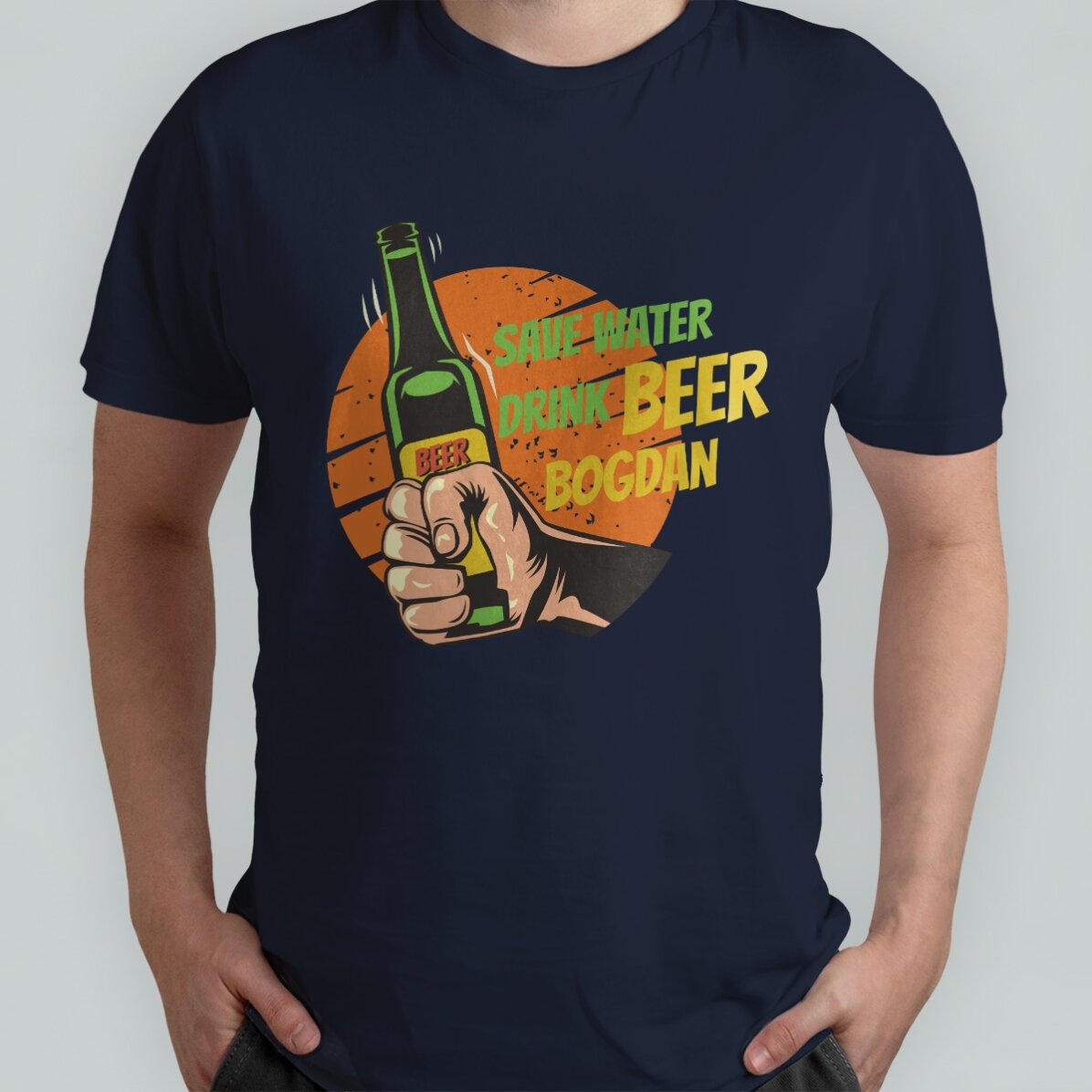 Bawełniana koszulka z nadrukiem – „Save water, drink beer”