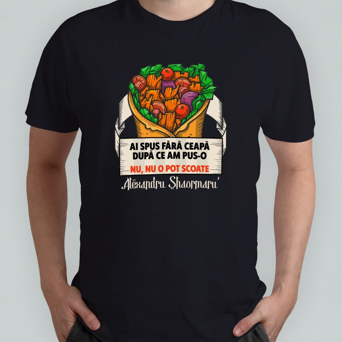 Custom cotton T-shirt with text - Shaormar