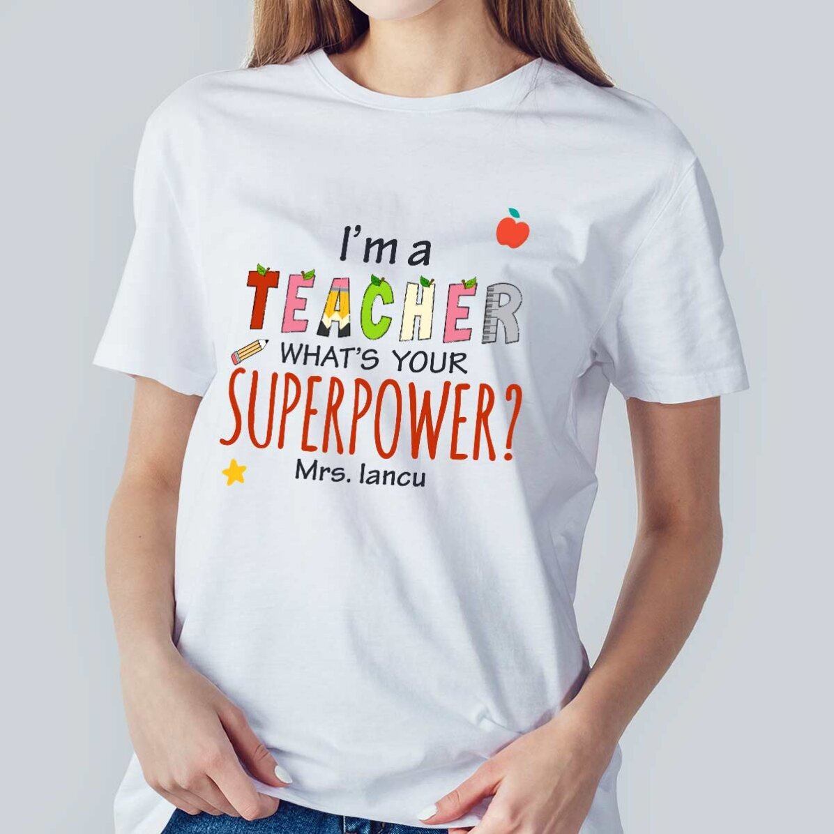 Custom cotton T-shirt with text - Superpower