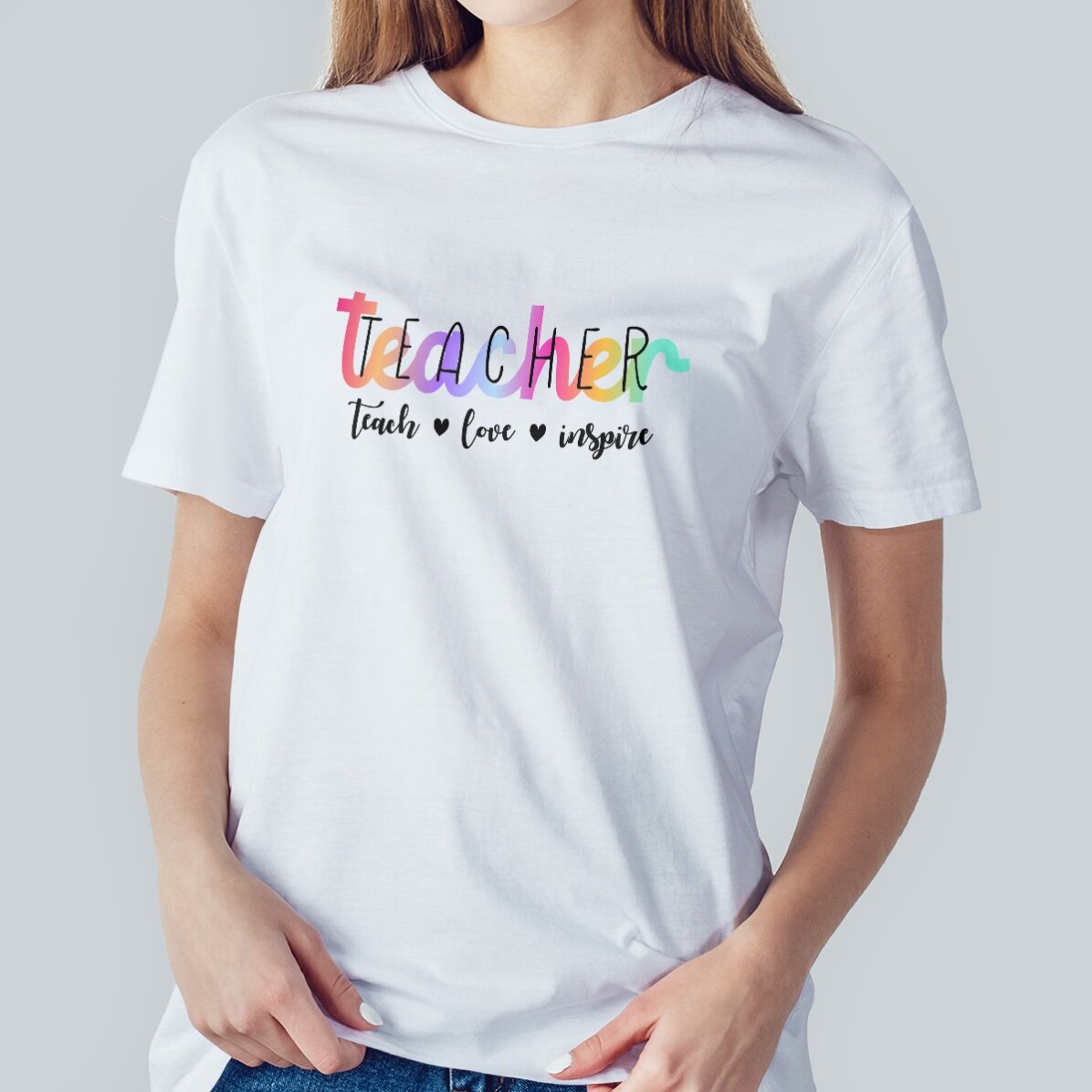 Bawełniana koszulka z nadrukiem – Teach, love, inspire