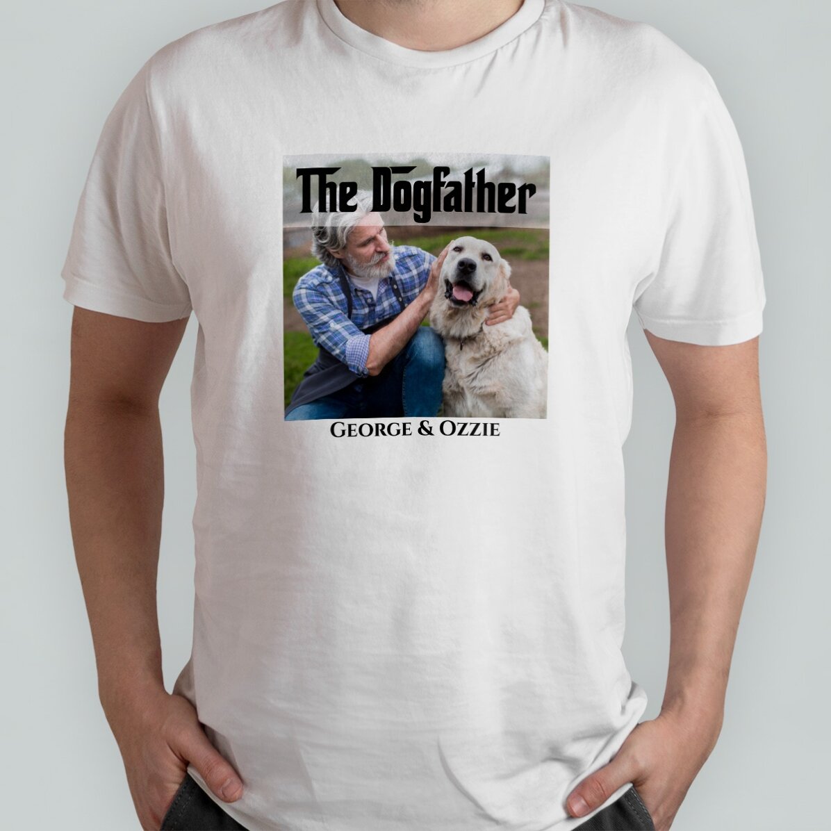 Custom cotton T-shirt with text and photo - The Dogfather