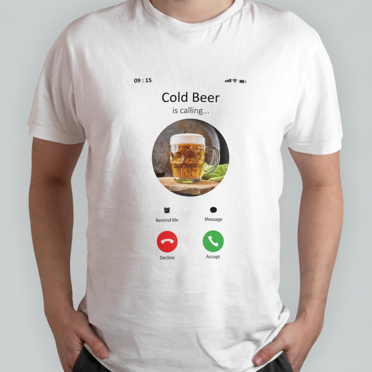 Personalised T-shirt with a photo and text - Incoming call