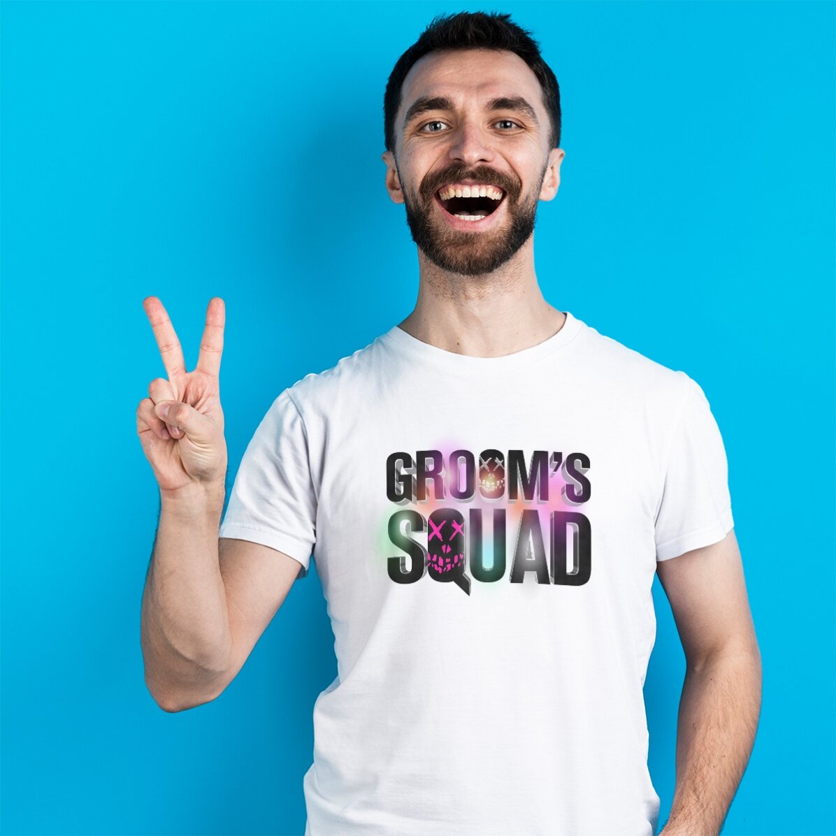 Bawełniana koszulka z nadrukiem – „Groom’s Squad” na wieczór kawalerski