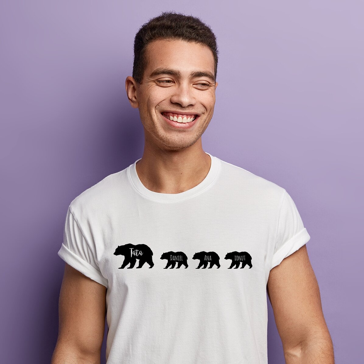 Koszulka z nadrukiem na zamówienie – Niedźwiedź i 3 młode