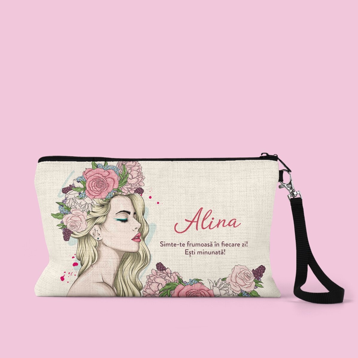 Spersonalizowany zestaw do makijażu z napisem – Floral beauty
