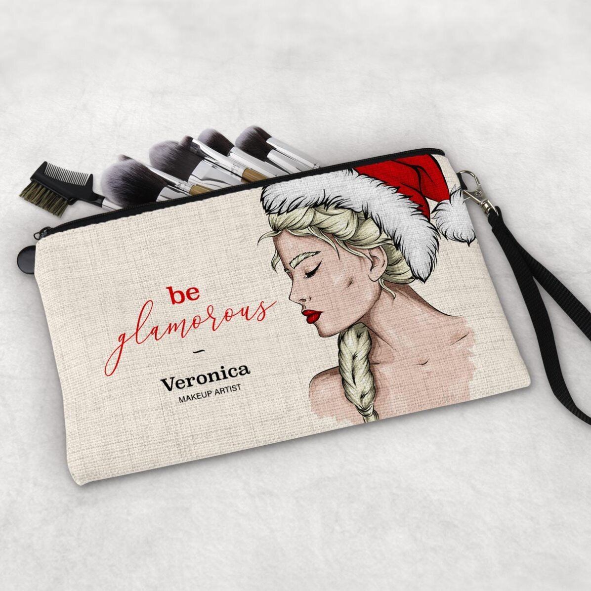 Spersonalizowany zestaw do makijażu z napisem „Glamorous Christmas”
