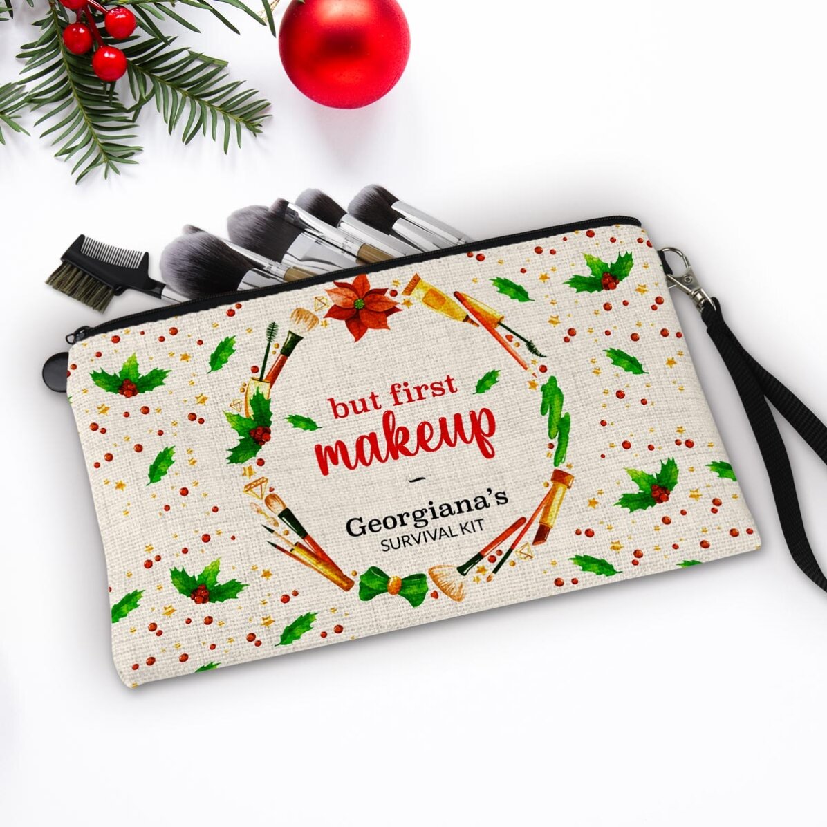 Spersonalizowany zestaw do makijażu z napisem „Survival Kit”