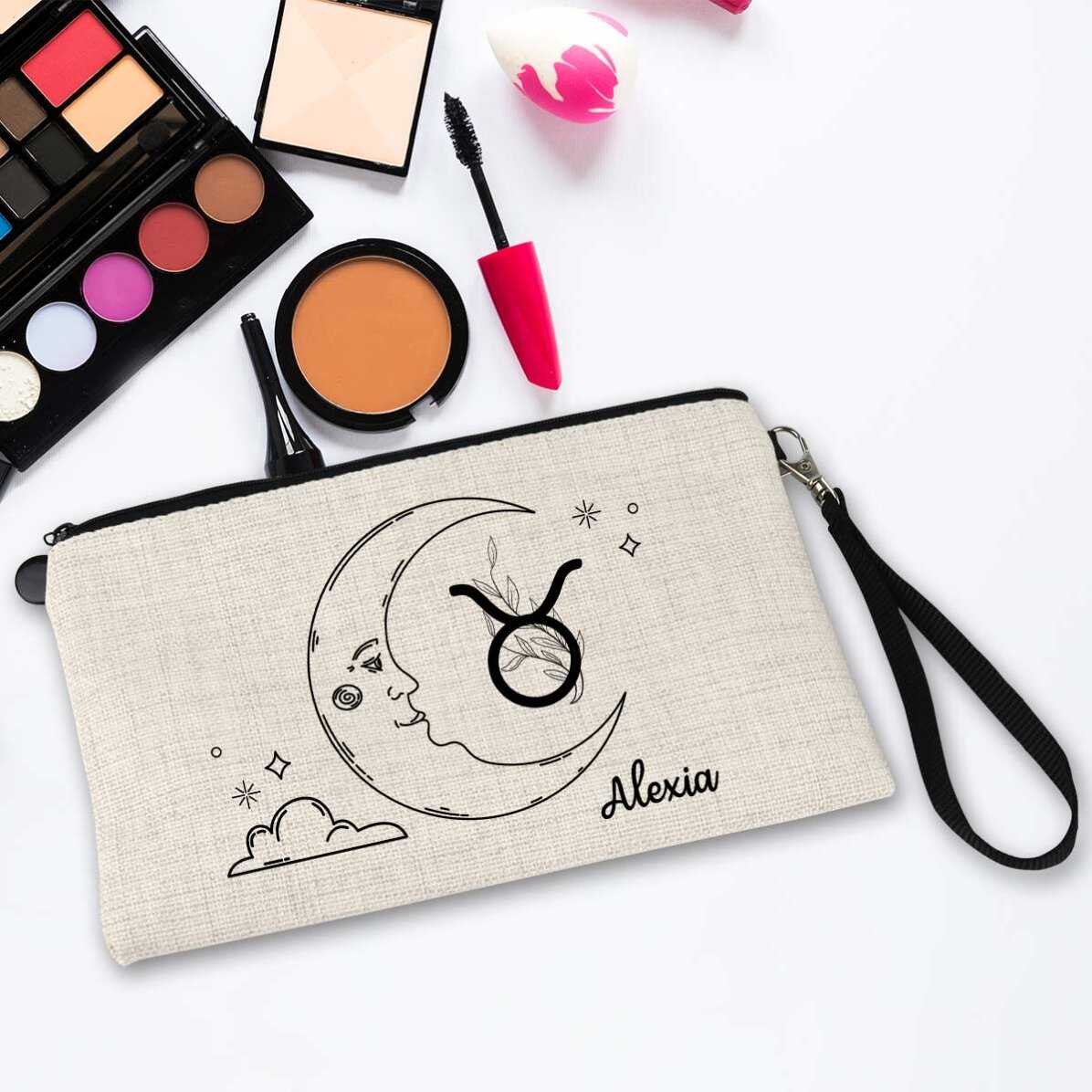 Personalised make-up kit with text - Taurus zodiac sign