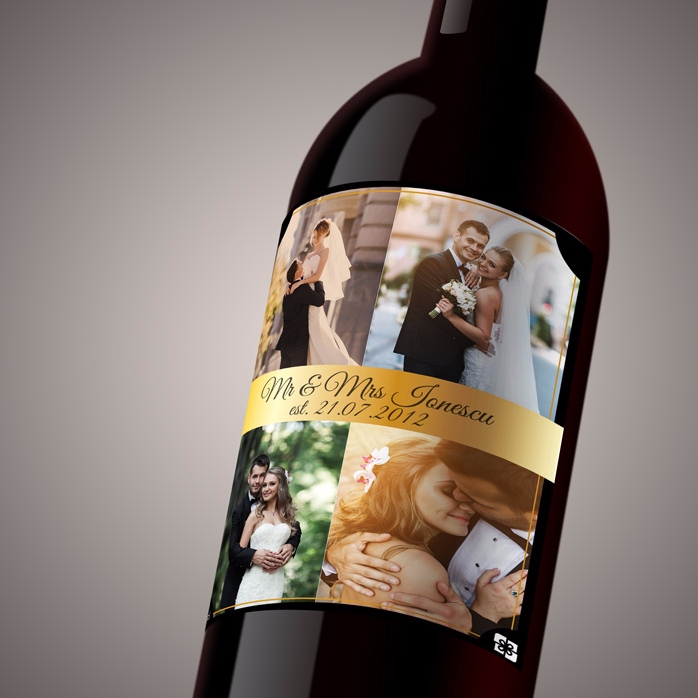 Wino z indywidualnym nadrukiem z 4 zdjęciami dla pary