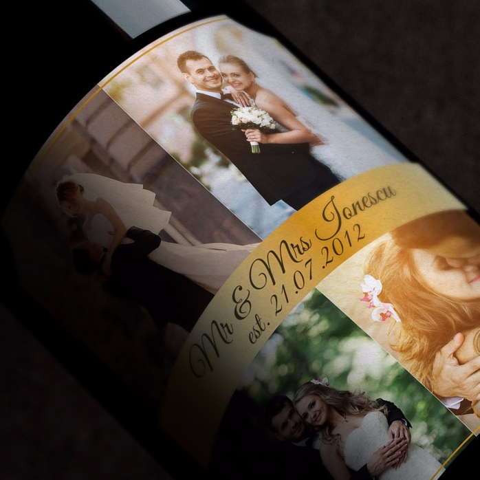 Wino z indywidualnym nadrukiem z 4 zdjęciami dla pary