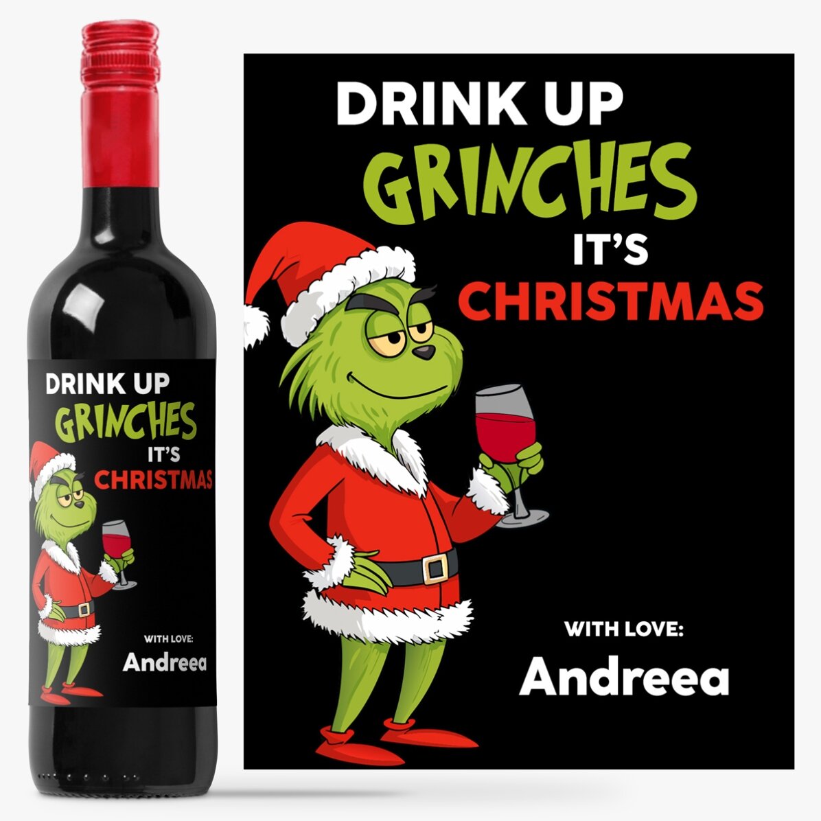 Personalised wine with message - Grinch