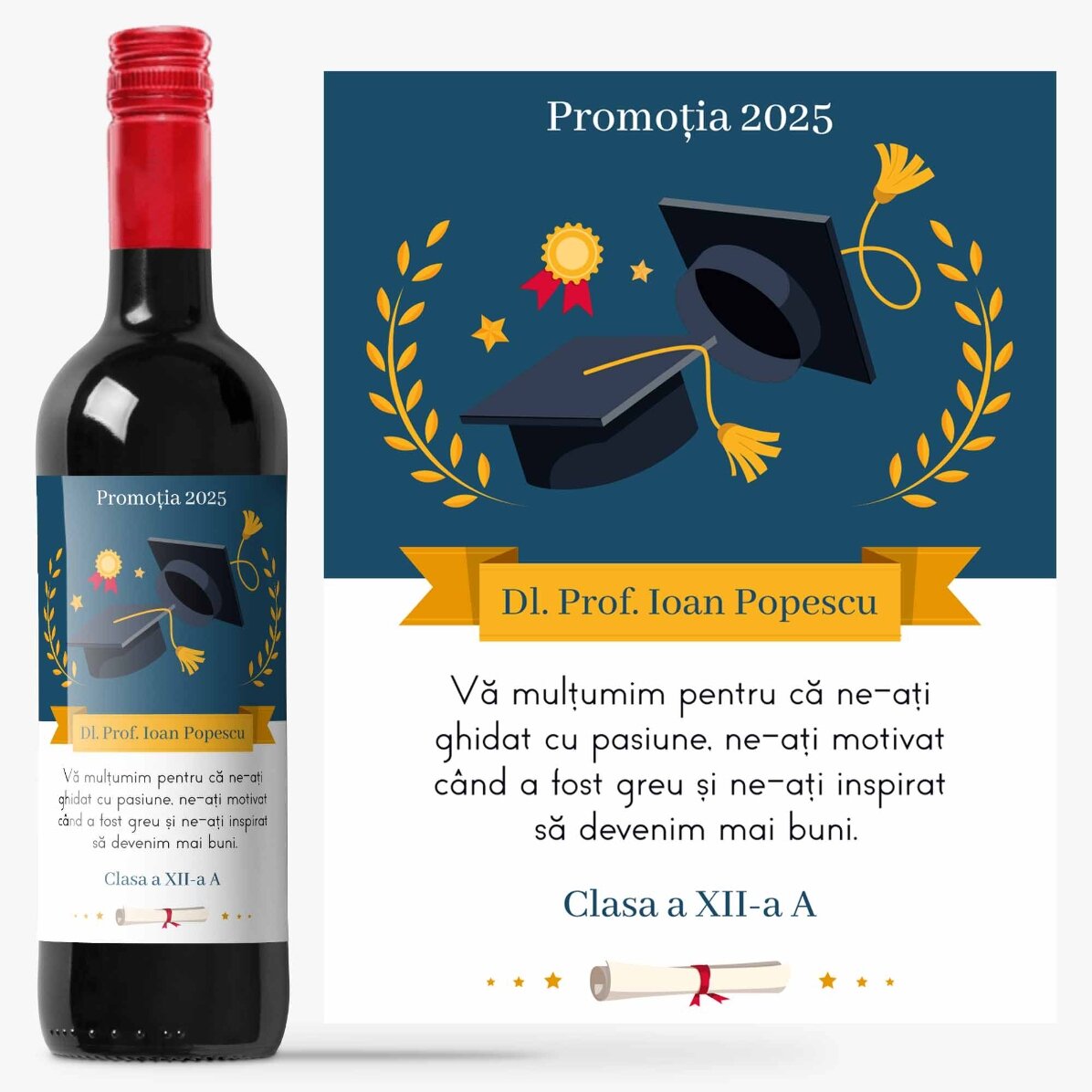 Wino z indywidualnym napisem dla nauczyciela – Dziękujemy!