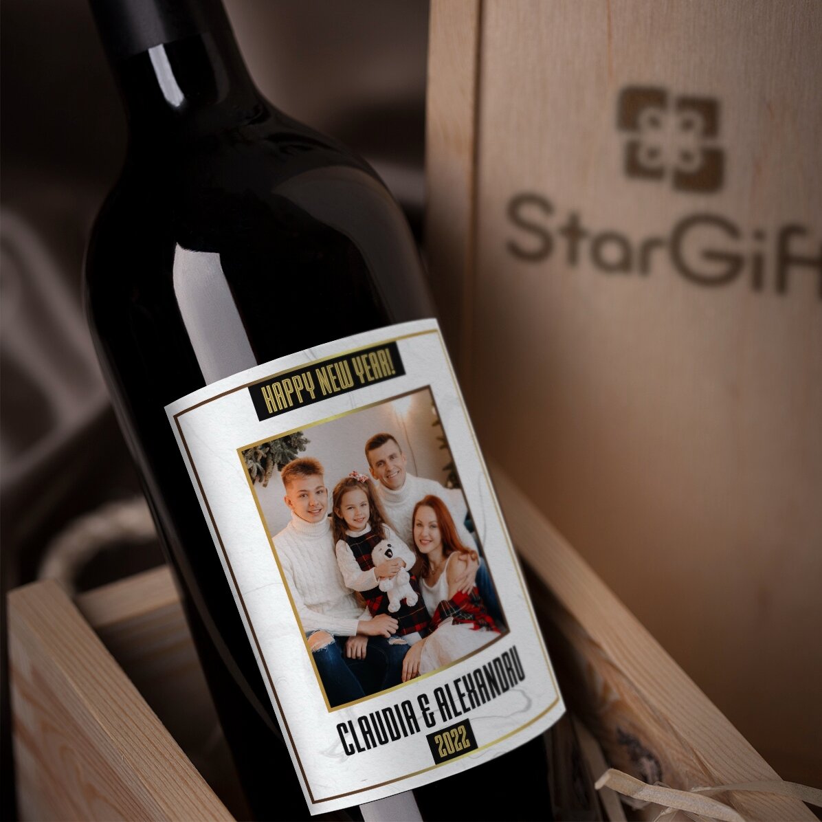 Wino z indywidualnym nadrukiem ze zdjęciem i tekstem – White Happy New Year