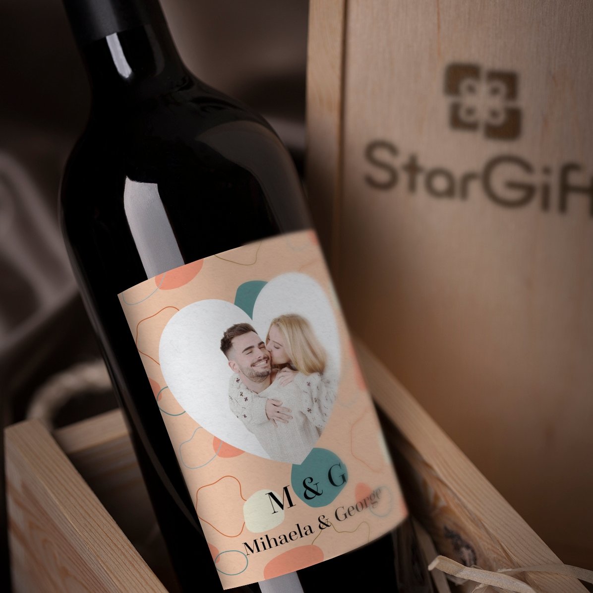 Personalised wine with photo and text - Abstract