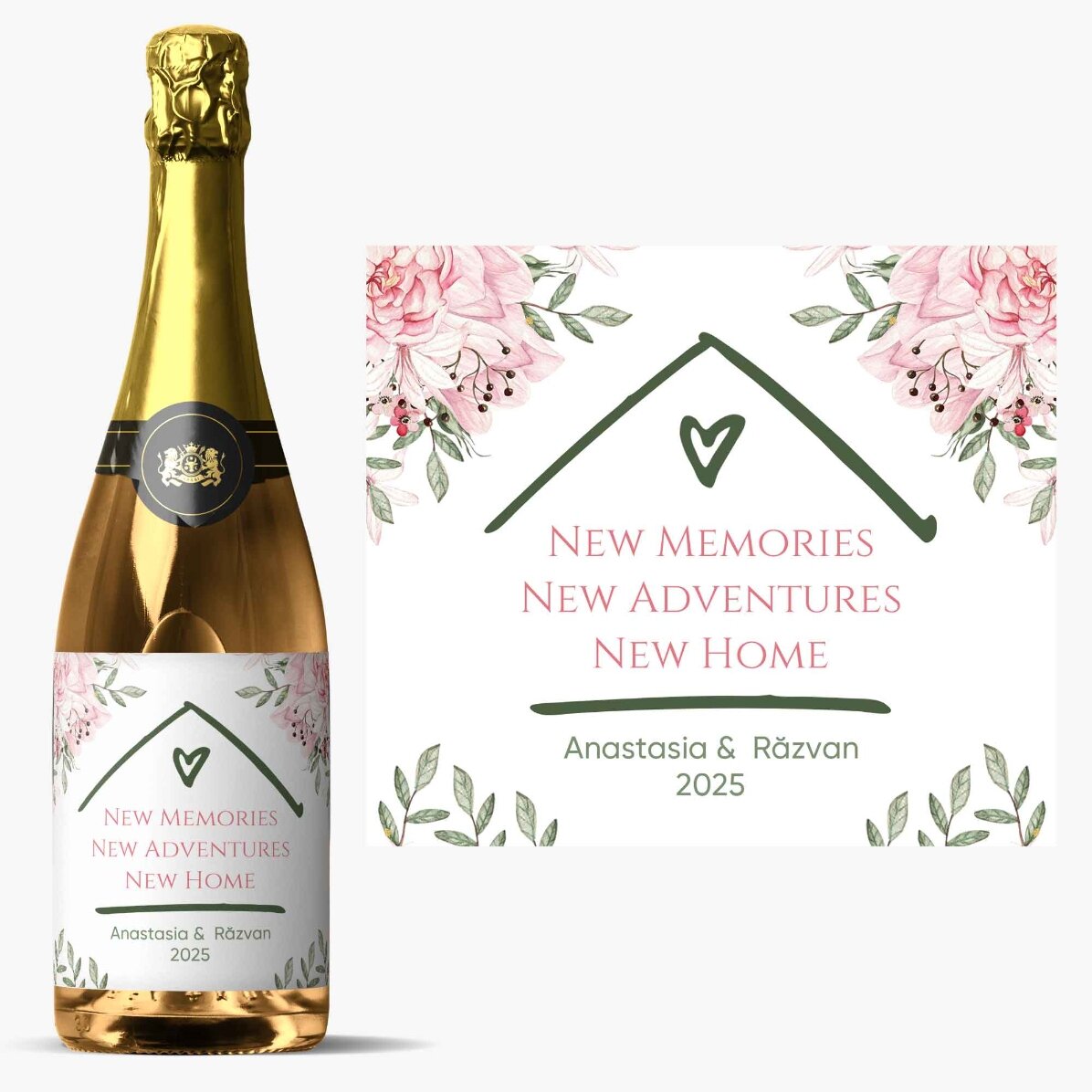 Wino musujące z indywidualnym napisem – New Home