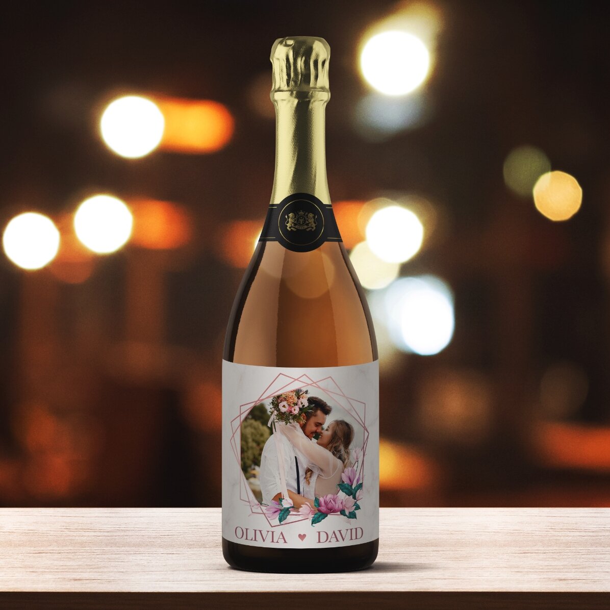 Wino musujące z indywidualnym nadrukiem ze zdjęciem i napisem – Chwile we dwoje