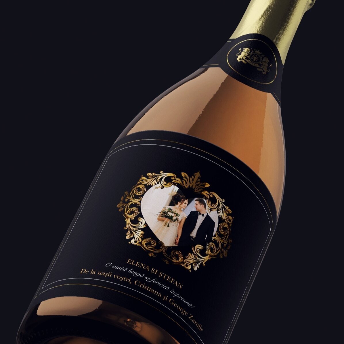 Personalised sparkling wine with photo and text - Stone House