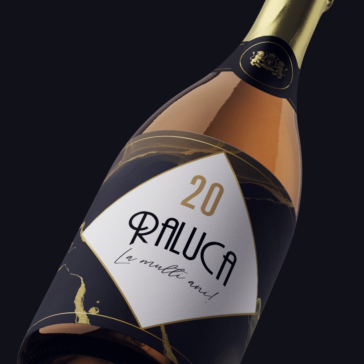 Wino musujące z indywidualnym napisem – Abstract gold