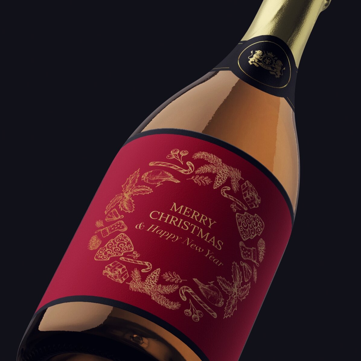 Wino musujące z indywidualnym napisem – Christmas Spirit
