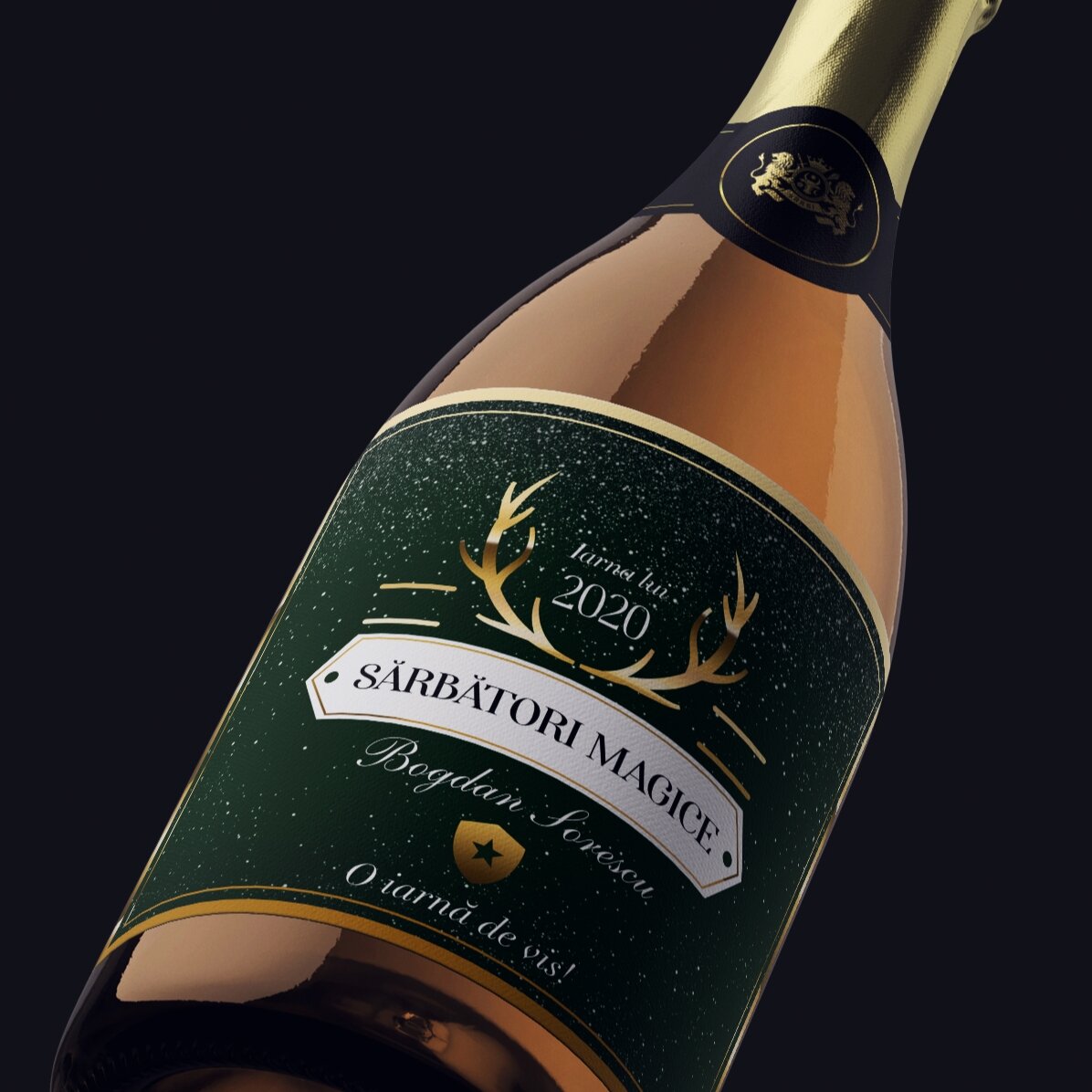 Wino musujące z indywidualnym napisem – Golden Antlers