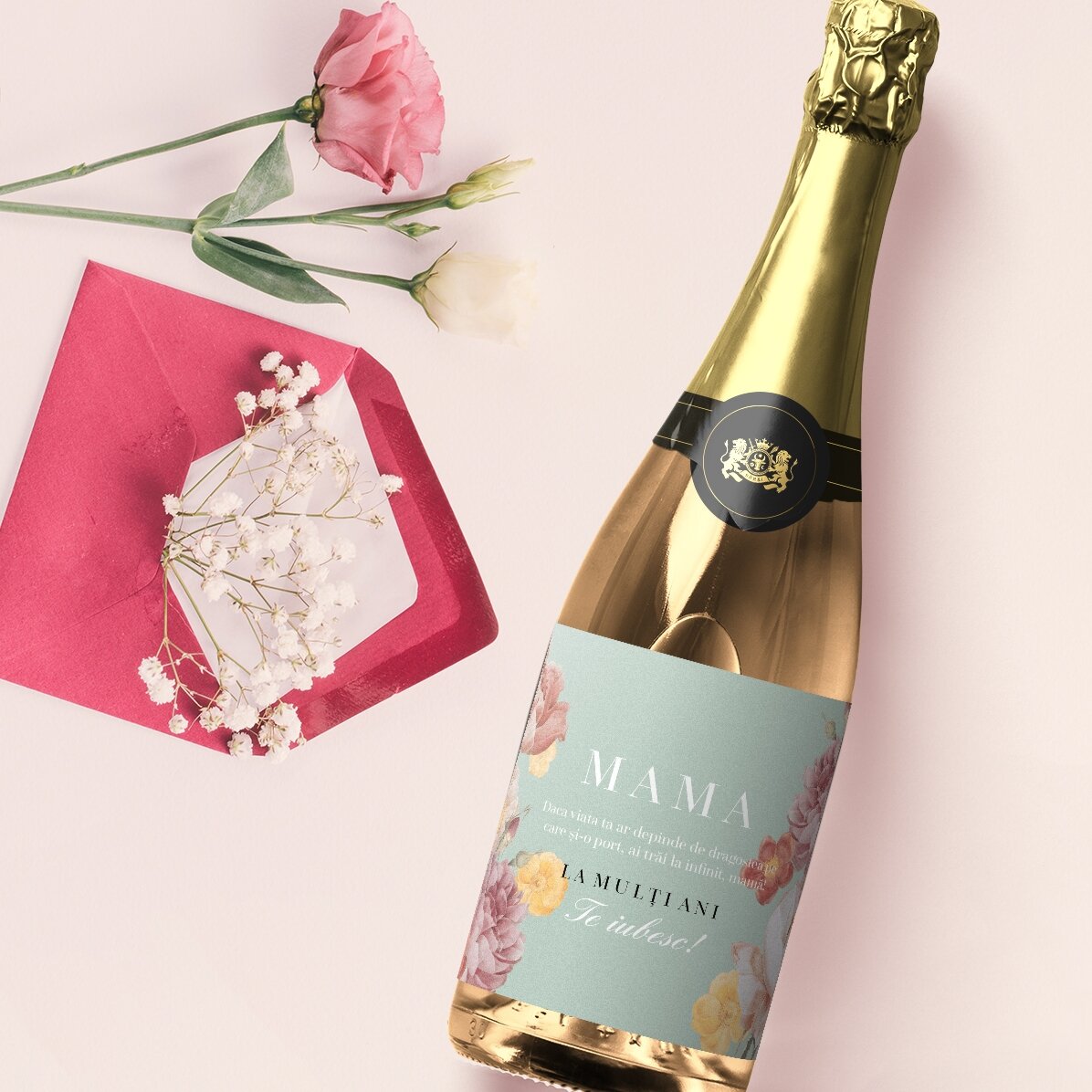 Personalised sparkling wine with text - Dear Mum